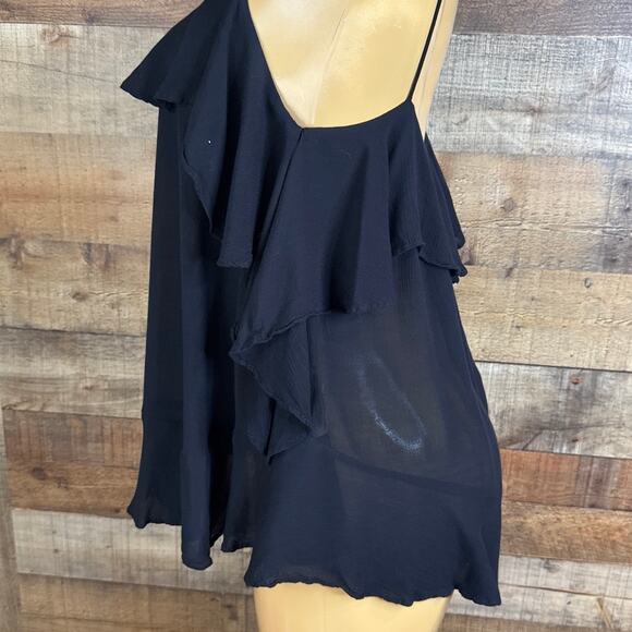 Free People Intimately Cascades Ruffle Cami Tank Top Black Size Medium - Picture 4 of 10